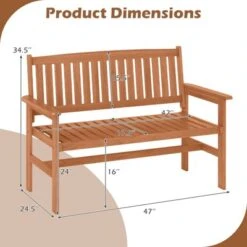Tangkula 2-Person Patio Loveseat Garden Bench W/Slatted Backrest & Comfortable Armrests -Tangkula GUEST 4dd2f1e9 2456 4574 a120 7597b7e80242