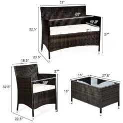 Tangkula 4 PCS Patio Rattan Wicker Furniture Set Outdoor With Cushions -Tangkula GUEST 4e10f854 8281 4b0b 92a3 16e548a6a921