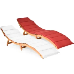 Tangkula Folding Wood Lounge Outdoor Wooden Chaise Chair With Cushion -Tangkula GUEST 4e407ca8 10b7 4f83 a385 2a9dd1023d6e