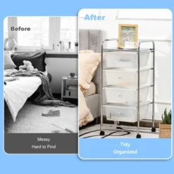 Tangkula 4 Drawer Cart Storage Container Bins With Wheels For Home&School&Office -Tangkula GUEST 4ea99b84 1b5a 4d5a b2c2 741561a698a7