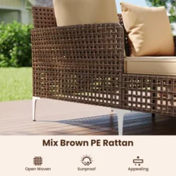 Tangkula Outdoor Rattan Double Daybed Wicker Chaise Lounge For 2 W/ Seat & Back Cushions -Tangkula GUEST 4edf73c1 4023 4261 9136 681afca9ba34