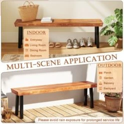 Tangkula Outdoor Acacia Wood Benches Set Of 2 W/ Slatted Top & Flared Metal Legs 16 Tangkula Outdoor Acacia Wood Benches Set Of 2 W/ Slatted Top & Flared Metal Legs -Tangkula GUEST 4ef1bcc8 c30e 43e3 a966 e6a732d63657