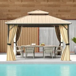 Tangkula 12 X 12 FT Hardtop Gazebo W/ Netting Heavy-Duty Double-Roof Galvanized Metal Top 14 Tangkula 12 X 12 FT Hardtop Gazebo W/ Netting Heavy-Duty Double-Roof Galvanized Metal Top -Tangkula GUEST 4f32eb9c b61c 43d4 9840 9a2b3f66afa6