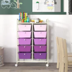 Tangkula 10 Drawers Rolling Cart Classroom Organizers Storage Cart With Wheels For Office Home School Supplies Tool Craft Art Paper Purple Gradient -Tangkula GUEST 4f5c7852 0c26 4571 beb7 70d884c8c6c2