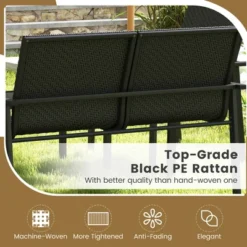 Tangkula 4 PCS Patio Furniture Set Heavy Duty Galvanized Metal Frame Wicker Table Black -Tangkula GUEST 4f7b39b1 2b04 47e1 92dd 71e90e45eb13