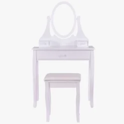 Tangkula Mirrored Dressing Table Wooden Vanity Makeup Unit W/ Cushioned Stool -Tangkula GUEST 4f82e7bd 20f6 495d a3f9 abc525e712c8