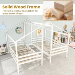Tangkula Double Twin Size Bed Frames For Kids With Built-in Table & USB Port Guardrails -Tangkula GUEST 4f99ea54 5ad6 4006 b622 35b419fddd86