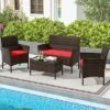 Tangkula 4 Piece Patio Rattan Conversation Set Outdoor Wicker Furniture Set With Chair Loveseat & Tempered Glass Table Cozy Seat Cushions -Tangkula GUEST 4fb2de58 2fed 4fe7 b0d9 48c5bf6c8ac3