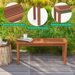 Tangkula 1PC/2PCS Patio Wood Bench 2-Person Solid Wood Bench W/ Slatted Seat 39.5” Long Bench W/ Stable Wood Frame -Tangkula GUEST 4fc736f9 ed33 4b8a 844b a9ec1720cefd