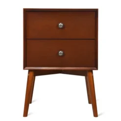 Tangkula Mid Century Nightstand Sofa End Table Bedroom Side Table With 2 Drawers -Tangkula GUEST 4fc751dc fd17 4b94 be8a 73777933e21b