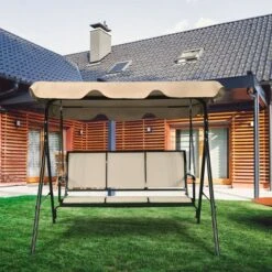 Tangkula Brown Outdoor Swing Canopy Patio Swing Chair 3 Person Canopy Hammock -Tangkula GUEST 4fd9ca20 cbf8 4e2e aa9c 1f4d02fdef25
