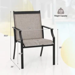 Tangkula Patio Chairs Set Of 4 Dining Chairs W/ Curved Backrest Long Armrest Breathable Fabric -Tangkula GUEST 50134212 2f8a 48d6 95a7 97e1edb6b16d