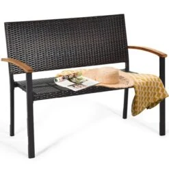 Tangkula 2 PCS Patio Furniture Set Weather-Resistant Rattan Bench Wicker Loveseat Steel Frame For Yard Garden Poolside 21 Tangkula 2 PCS Patio Furniture Set Weather-Resistant Rattan Bench Wicker Loveseat Steel Frame For Yard Garden Poolside -Tangkula GUEST 501a356a 3c49 454a bbef aa353334391b