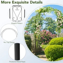 Tangkula Garden Arch Arbor Trellis 7.9 FT Metal Pergola Arbor W/ Elegant Pattern & Arc Top Design Galvanized Metal Pipes -Tangkula GUEST 502f6b09 afa0 441b bb35 12e96657d227