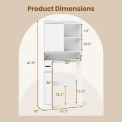 Tangkula Over The Toilet Cabinet Space-saving Bathroom Storage Organizer W/ Sliding Door -Tangkula GUEST 507d83ea b70e 4206 b0d9 a9c46fc56e20