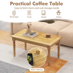 Tangkula Patio Coffee Table W/ Solid Teak Wood Structure Slatted Tabletop For Backyard -Tangkula GUEST 508adb19 86a2 49fb a9e7 2ab3a0eac7da