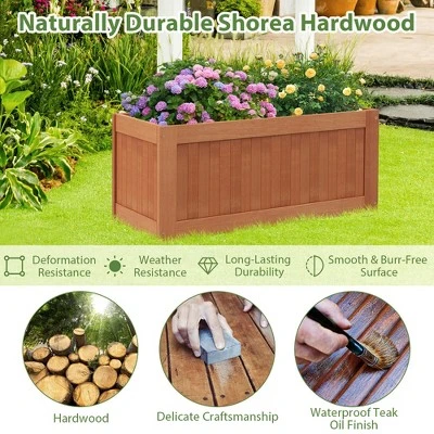 Tangkula Hardwood Outdoor Planter Box W/ Seat 2-in-1 Wooden Raised Garden Bed & Bench 6 Tangkula Hardwood Outdoor Planter Box W/ Seat 2-in-1 Wooden Raised Garden Bed & Bench - Image 4