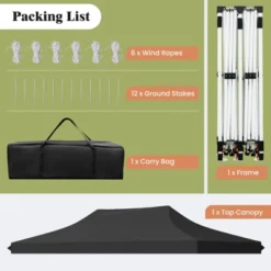 Tangkula 10 X 20FT Canopy Tent Folding Sun Shelter W/ 3 Adjustable Carrying Bag 12 Stakes & 6 Ropes Heavy-Duty Outdoor Tent Black/Grey/White/Blue -Tangkula GUEST 50b15a12 6609 46ce b566 ad568c3f7d02