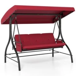 Tangkula 3-Seat Patio Swing W/ Canopy & Removable Cushions & Side Pockets Stand 13 Tangkula 3-Seat Patio Swing W/ Canopy & Removable Cushions & Side Pockets Stand -Tangkula GUEST 50f960b9 133b 4ab2 bcba 050f0677a29c