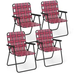 Tangkula Set Of 4 Patio Folding Web Chair Set Portable Beach Camping Chair Red 19 Tangkula Set Of 4 Patio Folding Web Chair Set Portable Beach Camping Chair Red -Tangkula GUEST 512cea73 1e74 474d 9e47 68dbabf29564