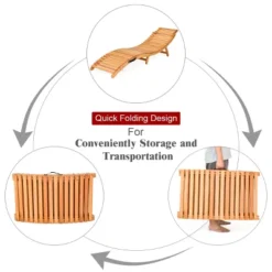 Tangkula Folding Wood Lounge Outdoor Wooden Chaise Chair With Cushion -Tangkula GUEST 51568239 c5ce 4f4d b4b7 6d6eeb4349dc