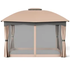Tangkula Patio 12'x 10'Canopy Heavy Duty Steel Gazebo Double Vented Outdoor Brown -Tangkula GUEST 515c4ac1 ac84 4001 b896 aff9d1498740