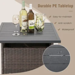 Tangkula Outdoor Wicker Table Rattan Coffee Table W/ Umbrella Insert Hole PE Tabletop & Sturdy Metal Frame -Tangkula GUEST 5176e3d1 7f21 494f a183 ee5f6e5ee043