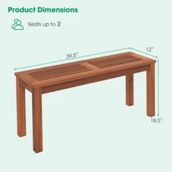Tangkula 1PC/2PCS Patio Wood Bench 2-Person Solid Wood Bench W/ Slatted Seat 39.5” Long Bench W/ Stable Wood Frame -Tangkula GUEST 5179204a a97f 4a75 99b3 01902647cf36