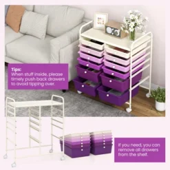 Tangkula 12 Drawers Rolling Storage Cart Classroom Organizers With Wheels For Tools Scrapbook Craft Paper Purple 14 Tangkula 12 Drawers Rolling Storage Cart Classroom Organizers With Wheels For Tools Scrapbook Craft Paper Purple -Tangkula GUEST 518c4832 9215 4ae1 a5df aaef4ad3841c