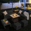 Tangkula 9 Pieces Outdoor PE Rattan Wicker Sectional Sofa With 42" Gas Fire Pit Table Space-Saving Patio Conversation Set With Storage Box Black/Grey/Navy/Red/Turquoise/Off White -Tangkula GUEST 529dd07b 75c9 442d b3c7 1542da3af043