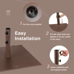 Tangkula 50 Lbs Outdoor Umbrella Stand, Heavy Duty Patio Umbrella Base W/ Built-in Rolling Wheels & Handle -Tangkula GUEST 52bc846b 0e35 4287 9d7f 07fc6540235a