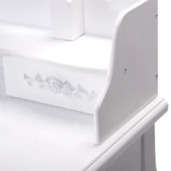 Tangkula Oval Mirror 4 Drawer Vanity Mirror Makeup Table W/ Cushioned Stool White -Tangkula GUEST 52f3ee72 50c6 4fea b16d 7ecc20369215