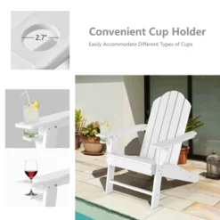 Tangkula Patio 3PCS Adirondack Chair Side Table Set Outdoor Chair Set With End Table Weather Resistant Cup Holder For Backyard Garden White -Tangkula GUEST 5304c282 f0e2 4f49 85e7 935a558d71d7