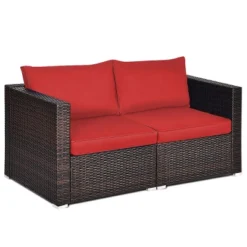 Tangkula 2-Piece Patio Wicker Corner Sofa Set Rattan Loveseat With Removable Cushions -Tangkula GUEST 534e9a76 8129 4e99 b3ae 4a19dae9f053