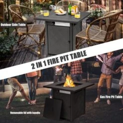 Tangkula 28" Gas Fire Pit Table, 50,000 BTU Auto-Ignition Propane Fire Pit Table, Outdoor Fire Table With Lid Suitable Black -Tangkula GUEST 5358e752 abbc 4a61 8782 52cfee1a8e4b