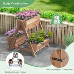 Tangkula Vertical Raised Garden Bed Wood Tiered Stand W/ 3 Planter Containers Drainage Holes For Herbs Growing 21” X 8” X 8.5”/40” X 10” X 8.5” -Tangkula GUEST 53a84e7c 9ef5 41c8 984a 62f96ae9e75b