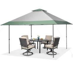 Tangkula 13'x13' Outdoor Patio Pop Up Canopy Tent Sun Protection W/ Wheeled Bag Green & Grey