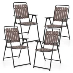 Tangkula 4 Pcs Patio Folding Chairs Portable Outdoor Dining Chairs W/ PP Seat & Back -Tangkula GUEST 53b43ce0 35ed 49e5 a6e9 bf6b7e8b64db