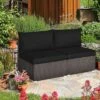 Tangkula 2PCS Patio Sectional Armless Sofas Outdoor Rattan Furniture Set W/ Cushions Black -Tangkula GUEST 53d14519 6afc 4c54 b3bb a88de0b26dbd