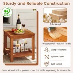 Tangkula 2PCS 2-Tier Adirondack Side Table W/ Slatted Tabletop Storage Shelf For Garden -Tangkula GUEST 53d42226 2edd 4b4b 9913 047136b29574 1