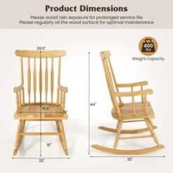 Tangkula Patio Rocking Chair Solid Wood Outdoor Porch Rocker Chair With Rubber Wood Frame Indoor Wooden Rocking Chair Natural -Tangkula GUEST 53ec967a 39b0 4c4e 8356 60fea478209c