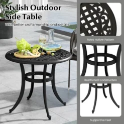 Tangkula Cast Aluminum Patio Table 24"Outdoor Round Side Table Anti-Rust Coffee Bistro Table -Tangkula GUEST 5407455a 4bb9 4f93 9439 09d4a5c87942