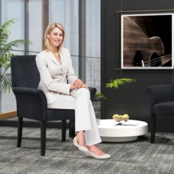 Tangkula Set Of 4 Arm Chair Guest Chair Home Office W/ Wooden Legs -Tangkula GUEST 54ba9a3f fd19 4b7f 8e75 a5de678848e3