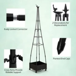 Tangkula 2PCS 81" Garden Obelisk Trellis For Climbing Plants Tall Plant Support W/ Wheels -Tangkula GUEST 54f5aad6 9e20 486a a3d7 7680d715b63f