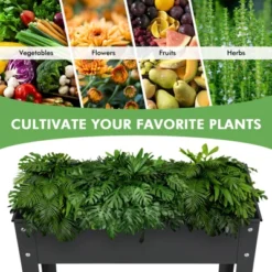 Tangkula Raised Garden Bed W/ Metal Legs Low Height Elevated Gardening Container W/ Drainage Hole For Vegetables Flowers Herbs -Tangkula GUEST 551f3976 b90a 42ef b545 b8b9a8720b49
