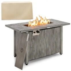 Tangkula 43’’ Propane Fire Pit Table 50,000 BTU Outdoor Propane Gas Fire Table W/ Wood Grain Tabletop Hideaway Tank Storage -Tangkula GUEST 553ad514 98b1 4d98 b4b9 76b3d3d6755b