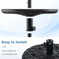 Tangkula Round Umbrella Table 20" Beach Umbrella Table W/1.5" Umbrella Hole Wood Grain Surface Height Adjustable Knob -Tangkula GUEST 5552f981 ba11 4900 b59b b5657fe83551