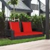 Tangkula Outdoor Wicker Porch Swing Bench 2-Person Patio Rattan Swing Chair W/ Soft Cushions White/Turquoise/Red/Black -Tangkula GUEST 555fe0f9 82bb 4a50 b380 ef46bd1cdcd7