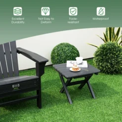 Tangkula 2 Pieces Folding Adirondack Side Table Poolside Garden Patio Black -Tangkula GUEST 556c96b5 58a7 4fac 8e9e 7972d59a0e9b