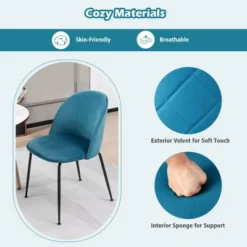 Tangkula Dining Chair Set Of 2 Upholstered Velvet Chair Set W/ Metal Base For Living Room -Tangkula GUEST 55762870 fa16 4410 9087 212c89351af7